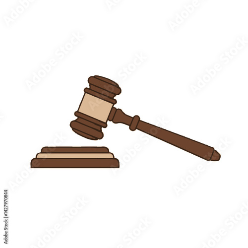 Flat Illustration Vector Wooden Gavel and Sound Block Illustration for Justice or Auction