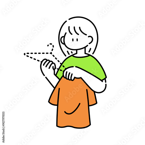 ハンガーがあと1本足りない女の子のイラスト