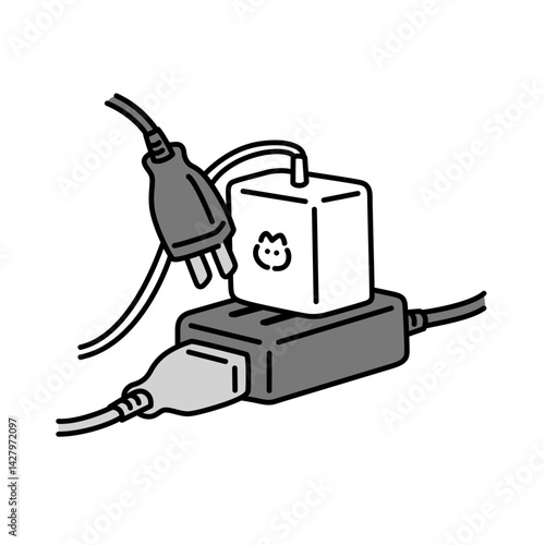 電源アダプタが大きくて隣の穴が使えない時のイラスト