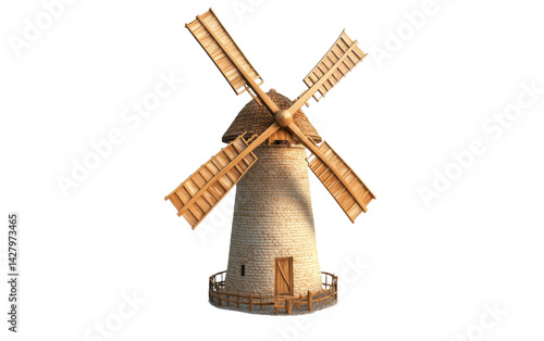 Windmill isolated on white or transparent background
