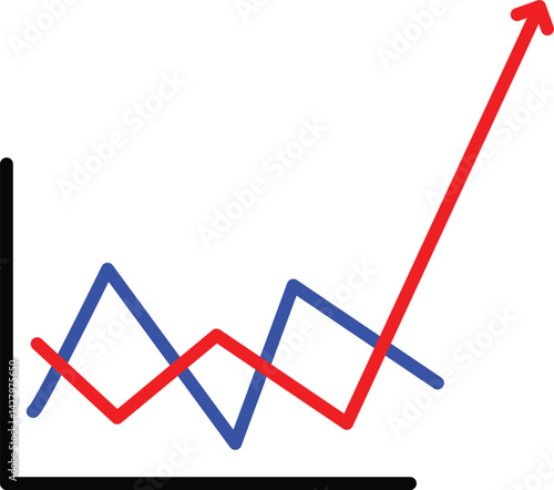 Rising Line Graph Chart Vector Illustration