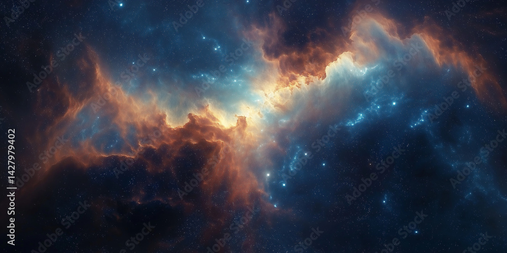 Fototapeta premium Cosmic Nebula Vibrant Celestial Landscape for Sci Fi Fantasy and Space Exploration Designs