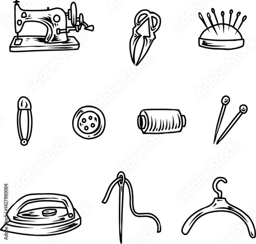 seamstress illustration set