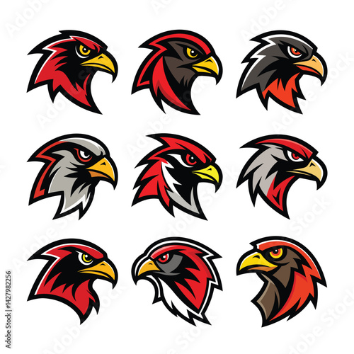 A set of cool falcon mascot logos