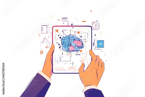 Digital Brain on Tablet Screen