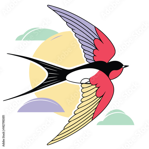 Swift Bird Illustration: Graceful Flight and Speed in Nature Design