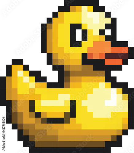 Fotografie Yellow duck in pixel art style