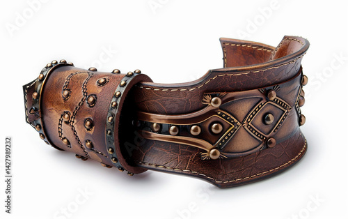 Stylish Sophisticated Leather Bracelet on white background.PNG