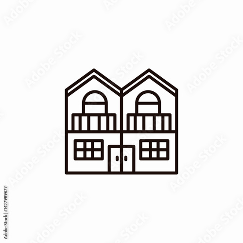 duplex house icon sign vector