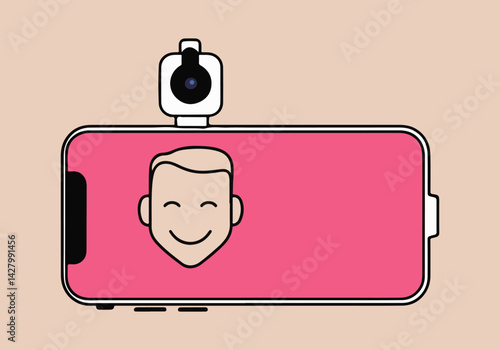 Minimalistic Camera Illustration for National Camera Day, Including Shutter Button, Lens, and Photography Icons in Solid, Simple Vector Design