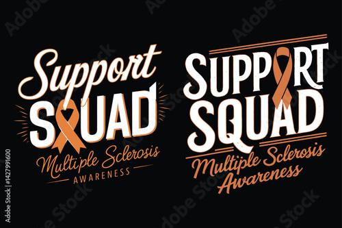 Multiple Sclerosis Awareness T-Shirt - Support Squad Orange Ribbon Tee