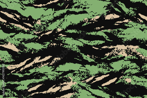 Camouflage Chaos A swirling blend of green black and beige in abstract harmony
