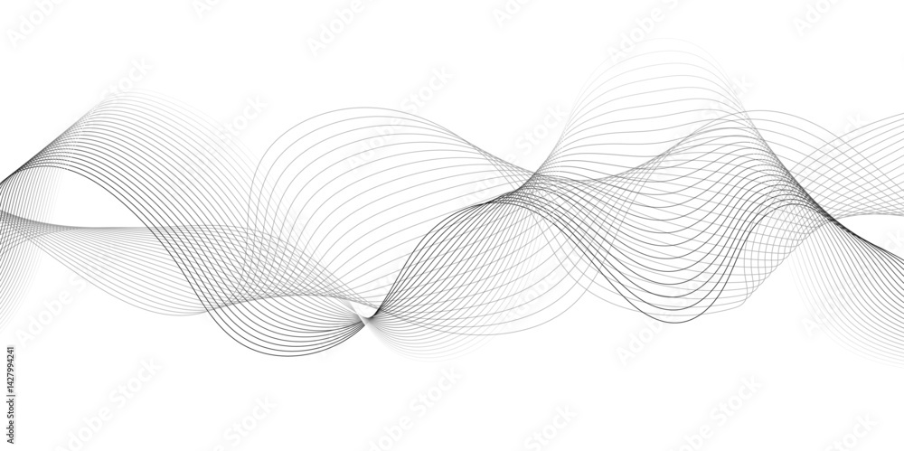 White wave curve lines banner background design. Abstract soft wave lines dynamic flowing gray light isolated background. Vector Illustration of the gray pattern of lines. Black stripes on white .
White wave curve lines banner background design. Abstract soft wave lines dynamic flowing gray light isolated background. Vector Illustration of the gray pattern of lines. Black stripes on white .