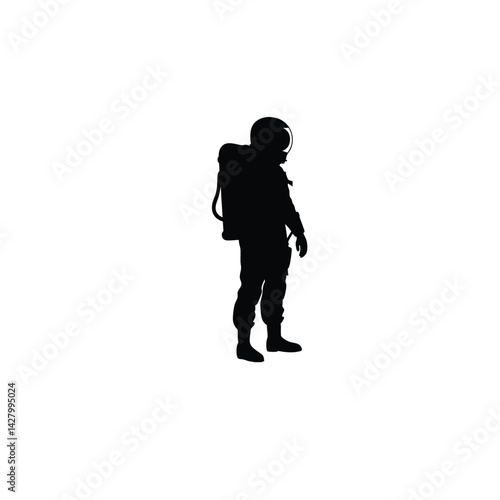 Astronaut silhouette on white background