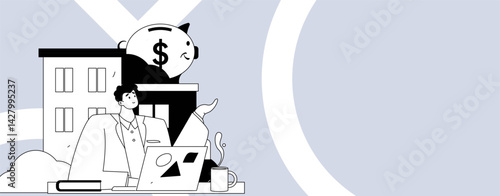 Home loan flat vector concept operation illustration
