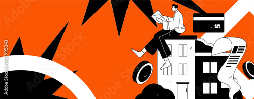Home loan flat vector concept operation illustration
