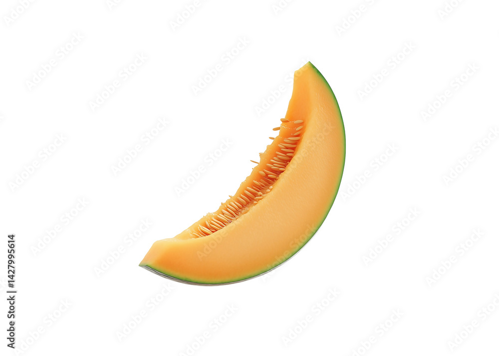 Cantaloupe melon slice isolated on transparent
background showcasing fresh, juicy texture and vibrant color contrast. Cantaloupe melon slice isolated on transparent
background showcasing fresh, juicy texture and vibrant color contrast.