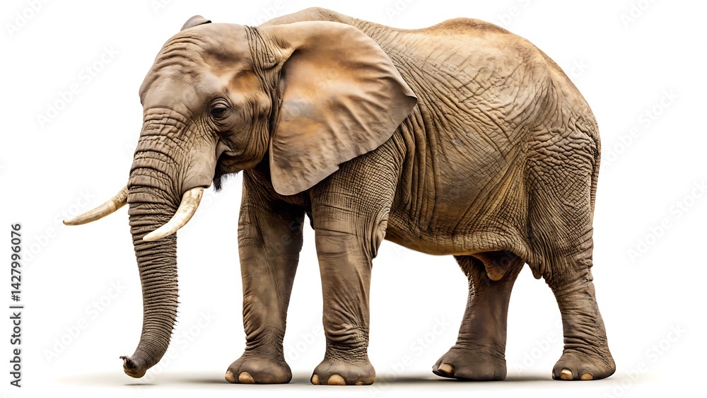 Fototapeta premium African elephant isolated on white background