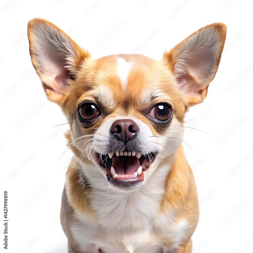Angry chihuahua growling 2 years old isolated on white background Angry chihuahua growling 2 years old isolated on white background