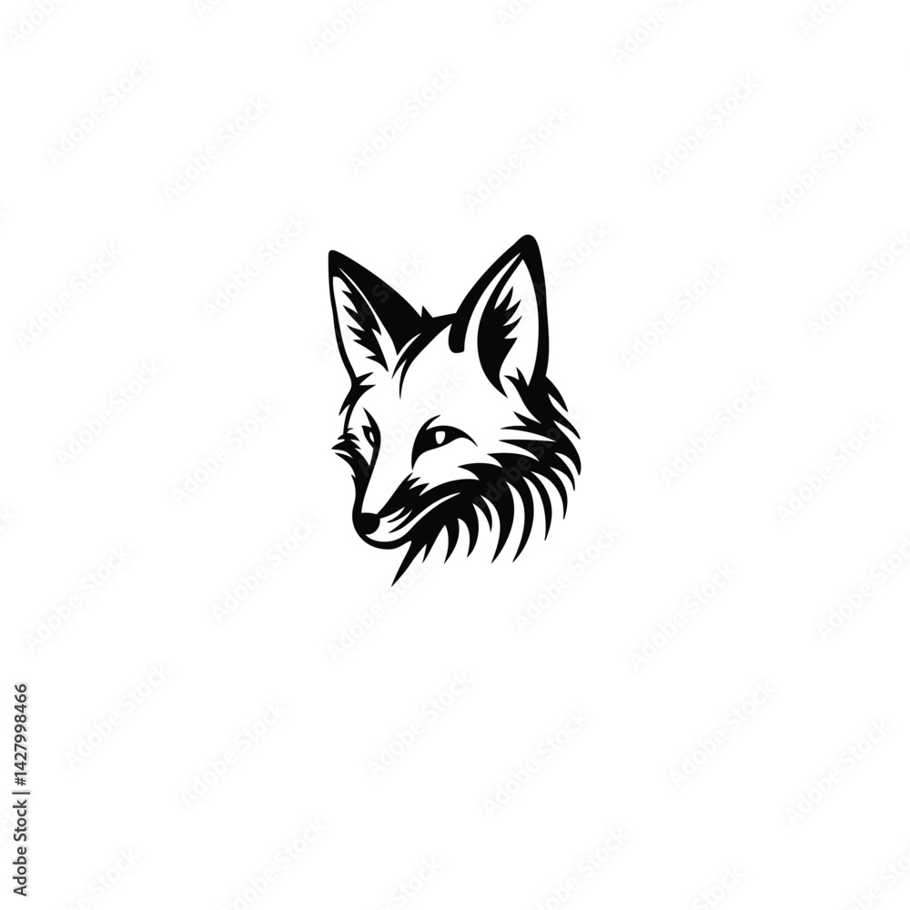 Obraz premium Fox head silhouette on white background