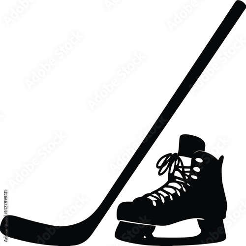 hockey stick and puck