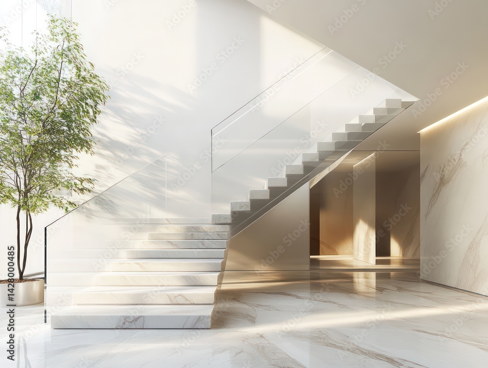 Obraz premium Modern minimalist staircase interior design