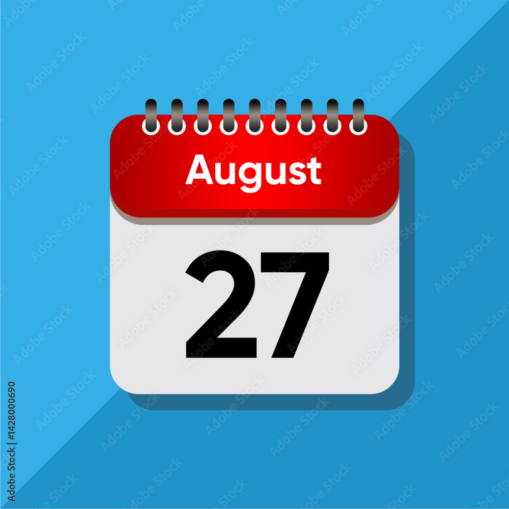 Simple Date Icon for August – Flat UI Design with Bold Colors Simple Date Icon for August – Flat UI Design with Bold Colors