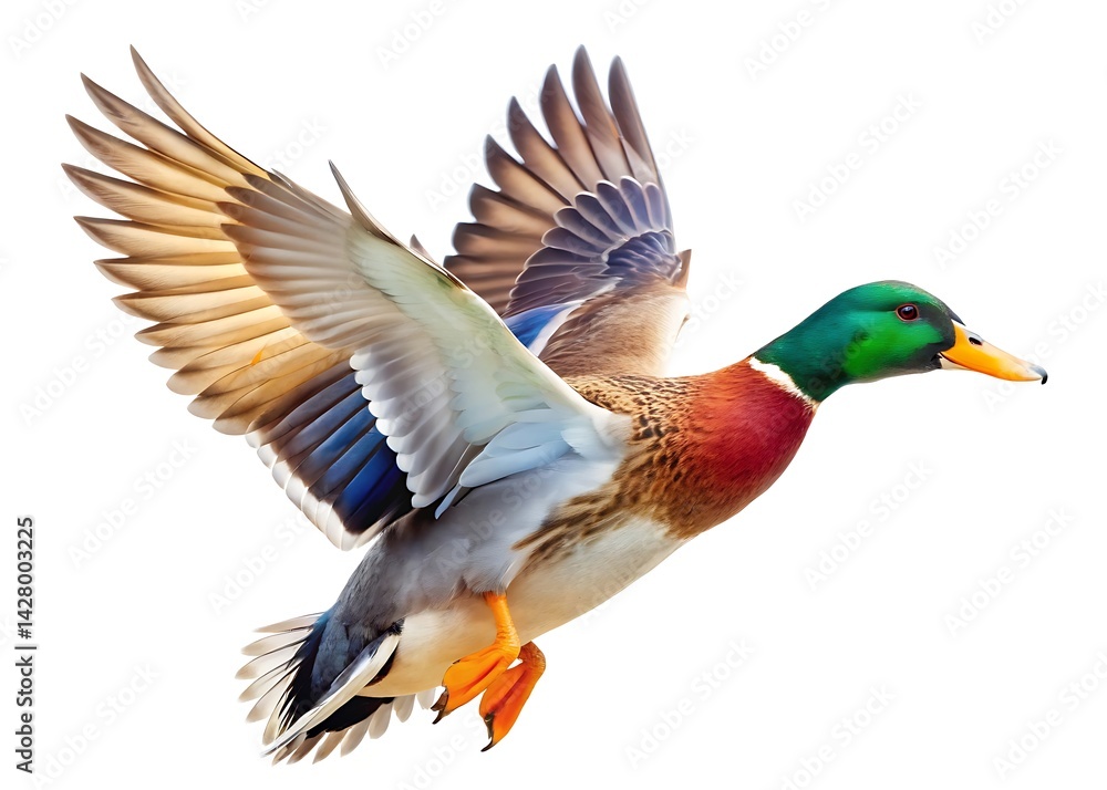 Obraz premium Flying duck isolated on white background