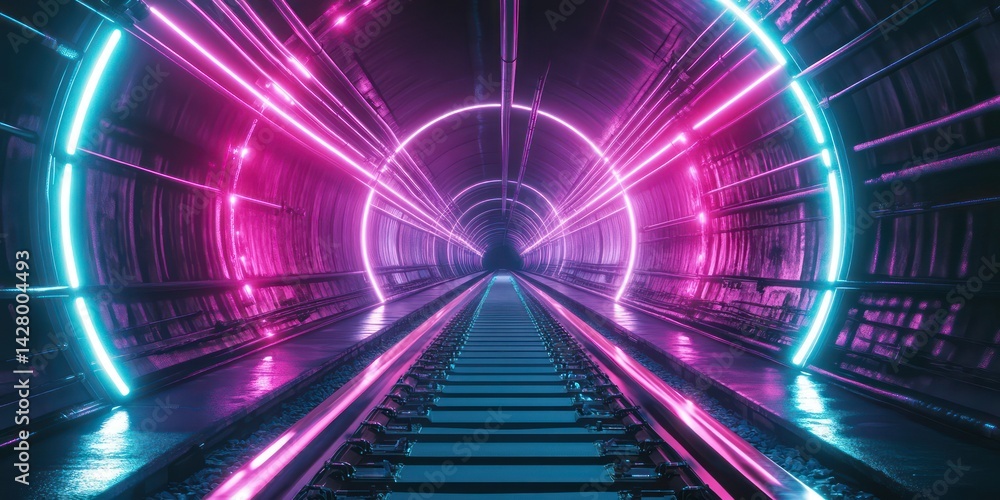 Neon tunnel glowing colors abstract design Neon tunnel glowing colors abstract design