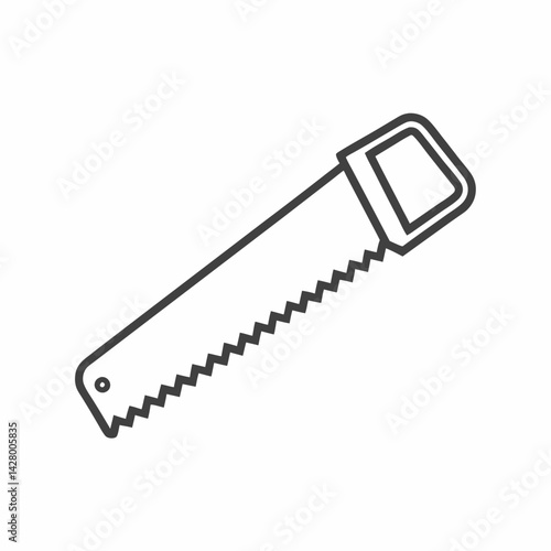 A simple outline of a handsaw against a white background.