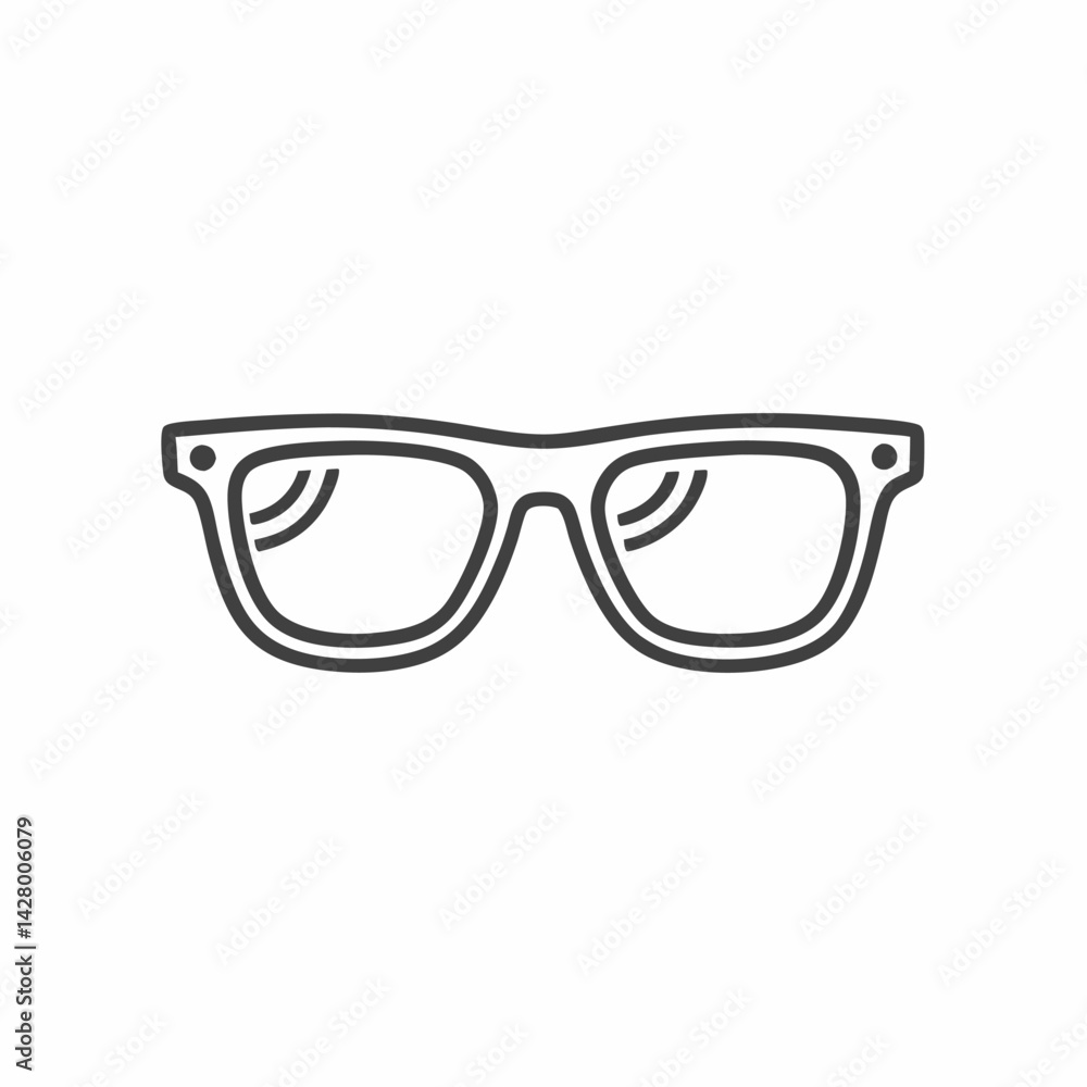 Fototapeta premium Stylish black outline glasses illustration on a white background.