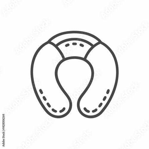 A minimalist line art illustration of a neck pillow, ideal for travel comfort.