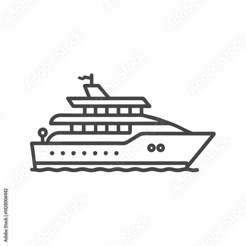 Stylized illustration of a modern yacht gliding smoothly over water in a minimalist design.