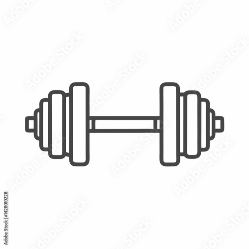 A minimalist illustration of a dumbbell, symbolizing strength training and fitness.