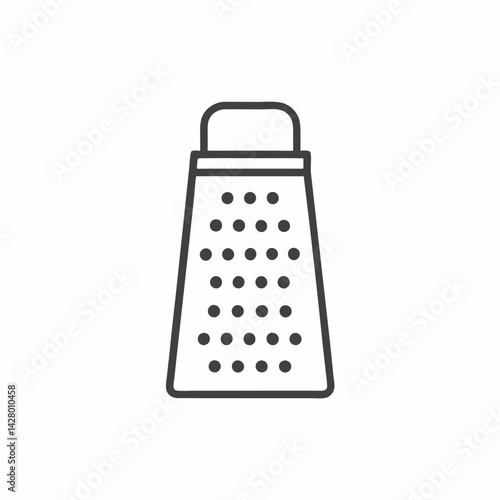 A minimalist outline of a kitchen grater on a plain background, emphasizing its functional design and simplicity.