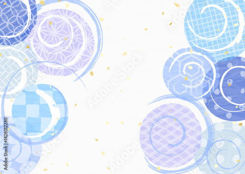 いろいろな和柄の和紙風テクスチャの背景イラスト