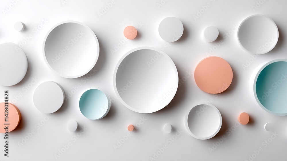 White background with a lot of circles of different sizes and colors. The circles are arranged in a way that creates a sense of movement and energy. Scene is playful and whimsical White background with a lot of circles of different sizes and colors. The circles are arranged in a way that creates a sense of movement and energy. Scene is playful and whimsical