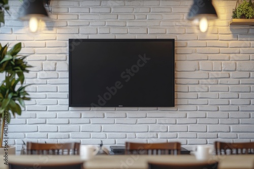 Modern, bright room with TV