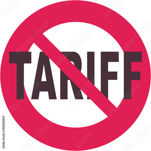 Tariff with a circular red strikethrough prohibition symbol in flat design style (cut out)	