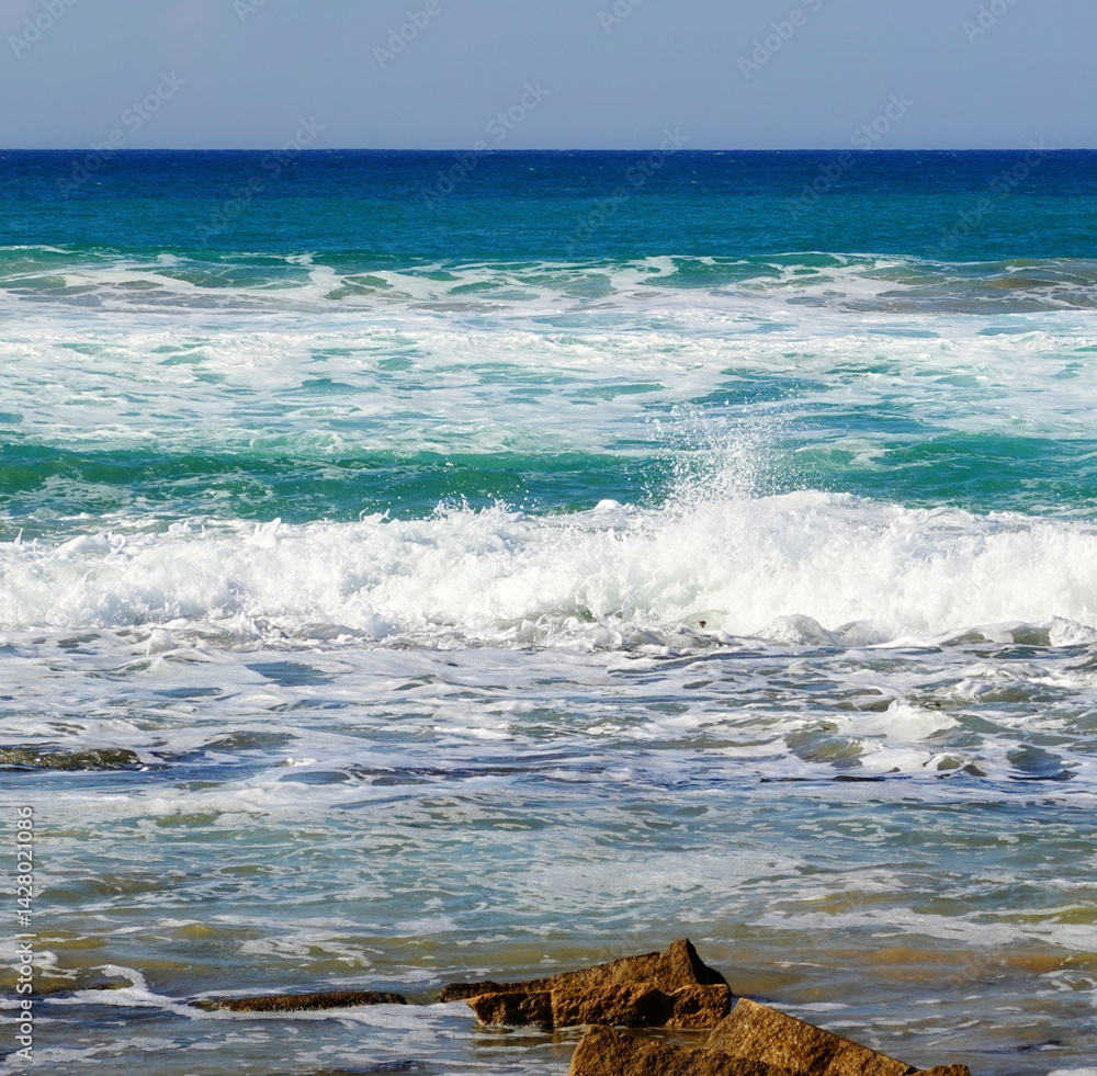 Fototapeta premium Ocean Powerful Waves Landscape Blue Natural Beauty Concept