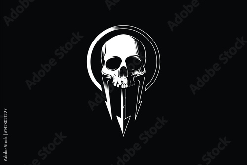 Human skull head with trident vector image