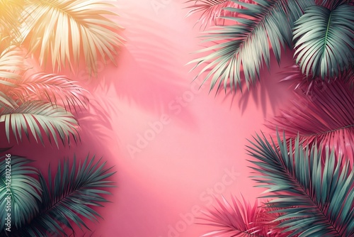 Wallpaper Mural Botanical Haven: A captivating composition of lush palm fronds, with an ethereal glow. The scene offers a refreshing, vibrant ambiance, perfect for invoking tropical paradise feelings. Torontodigital.ca