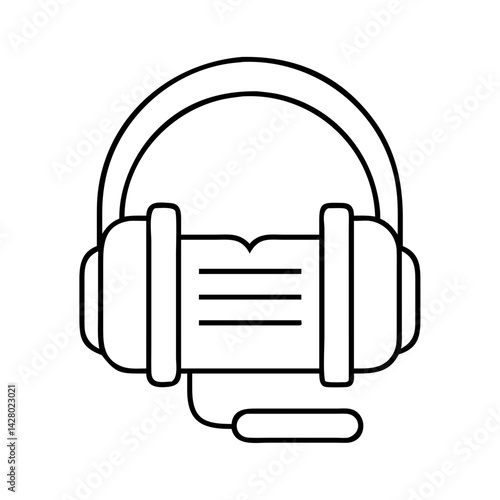 audiobook headphones icon, audiobook headphones line art - simple line art of audiobook headphones, perfect for audiobook headphones logos and icons