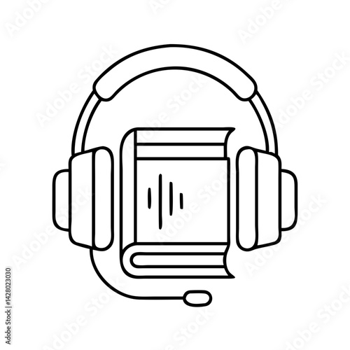 audiobook headphones icon, audiobook headphones line art - simple line art of audiobook headphones, perfect for audiobook headphones logos and icons