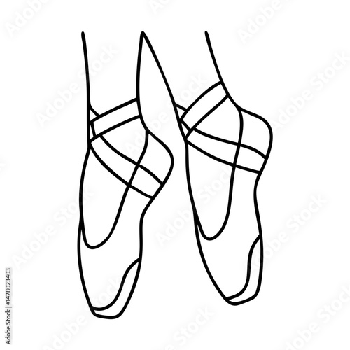 ballerina pointe shoes icon, ballerina pointe shoes line art - simple line art of ballerina pointe shoes, perfect for ballerina pointe shoes logos and icons