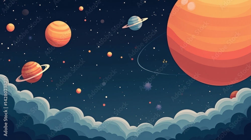 Fototapeta premium Celebrating national space day a cosmic adventure with planets and stars in a dreamy celestial environment