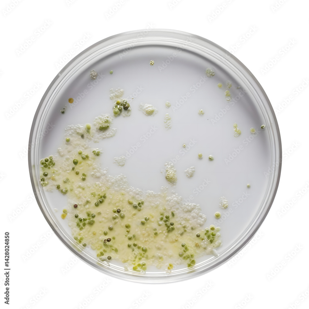 Microbial Growth A Petri Dish Study of Colonies isolated on transparent background Generative AI. Microbial Growth A Petri Dish Study of Colonies isolated on transparent background Generative AI.