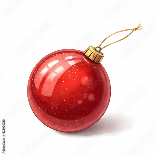 Christmas red bauble ball isolated on white background
