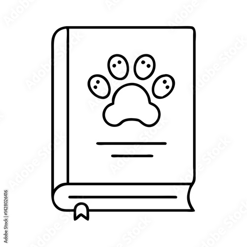 book with paw print for animal stories icon