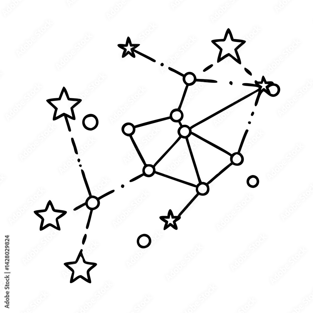 constellation icon, constellation line art - simple line art of constellation, perfect for constellation logos and icons constellation icon, constellation line art - simple line art of constellation, perfect for constellation logos and icons